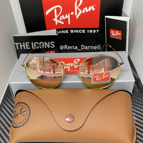Ray-Ban Pink Round Metal RB3447 New - Picture 3 of 16